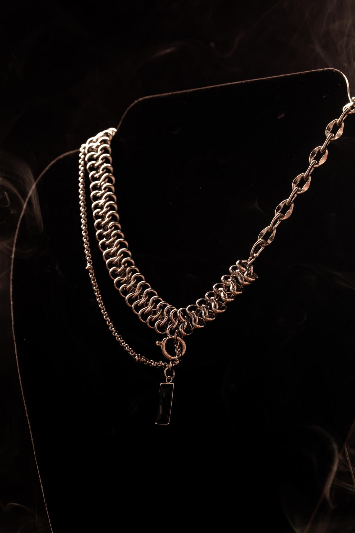 Black Zircon Stainless Steel Necklace