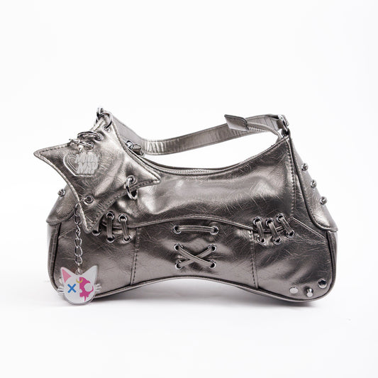 MM Y2K Silver Moon Crescent Purse