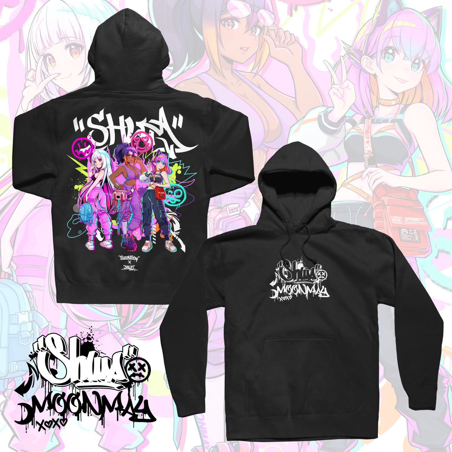 BLACK NEON GIRL HOODIE