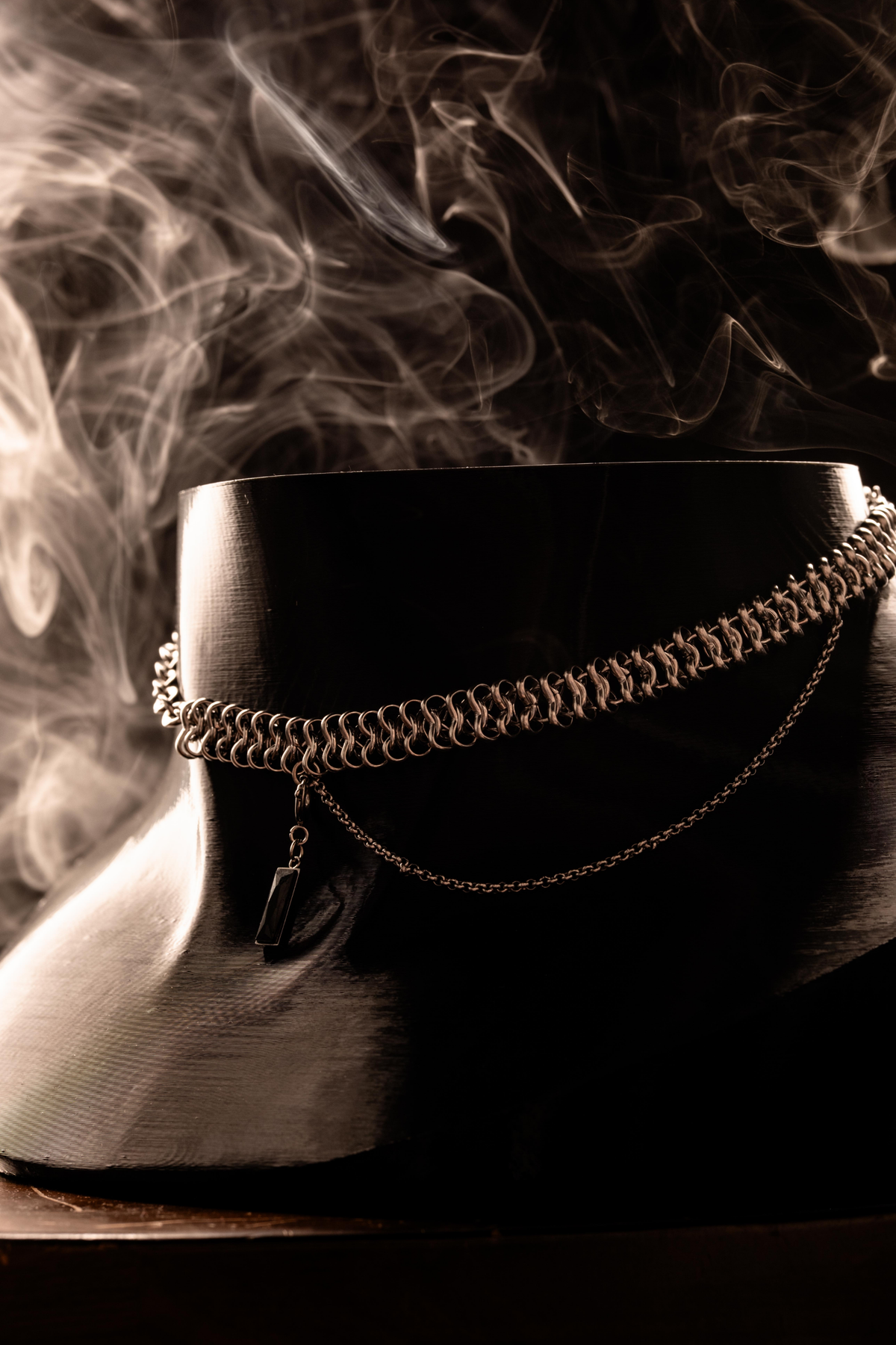 Black Zircon Stainless Steel Necklace