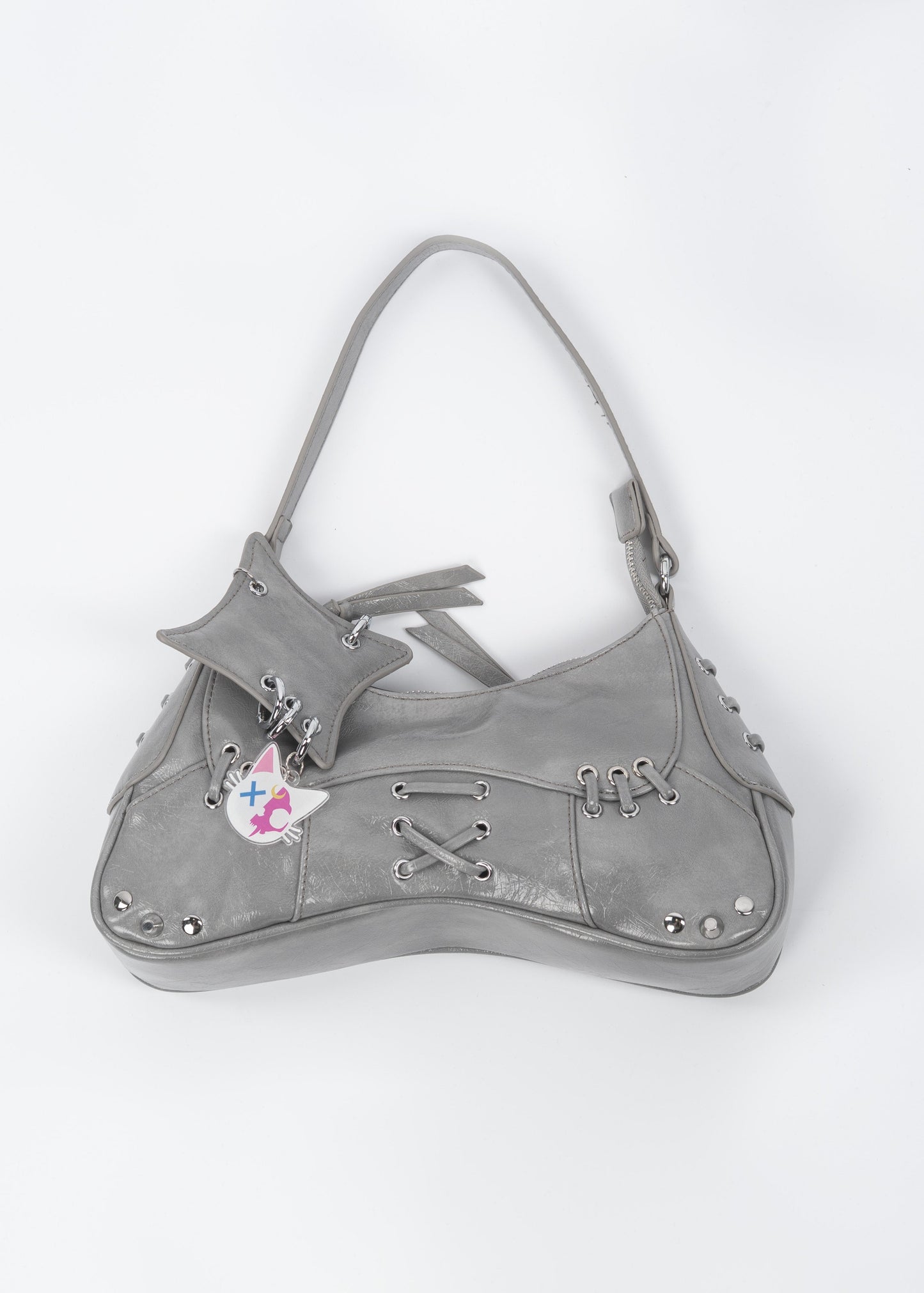 Grey Mended Moon Purse