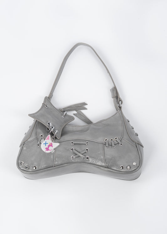 Grey Mended Moon Purse