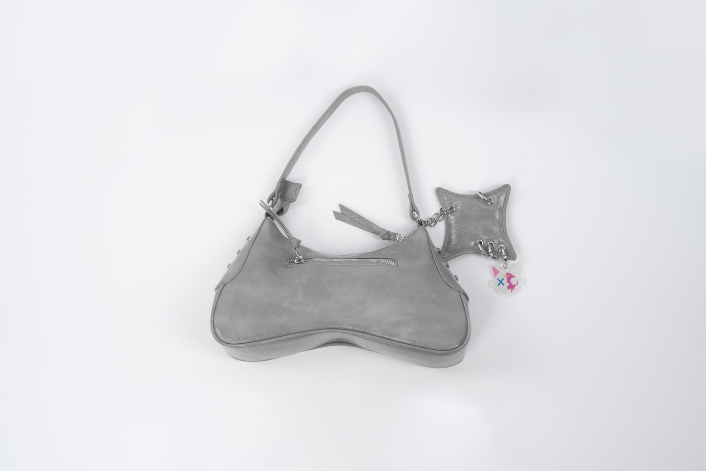 Grey Mended Moon Purse