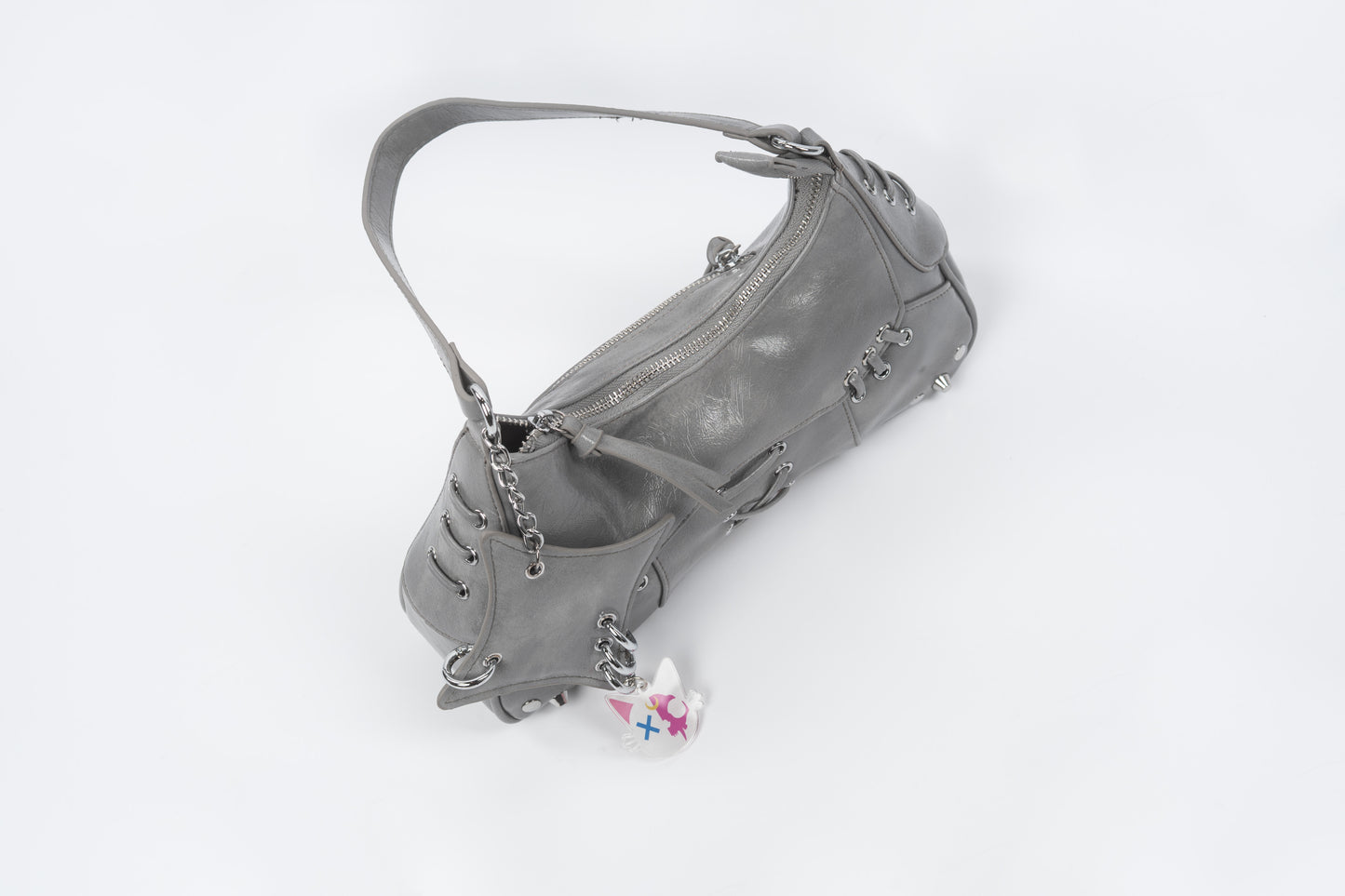 Grey Mended Moon Purse