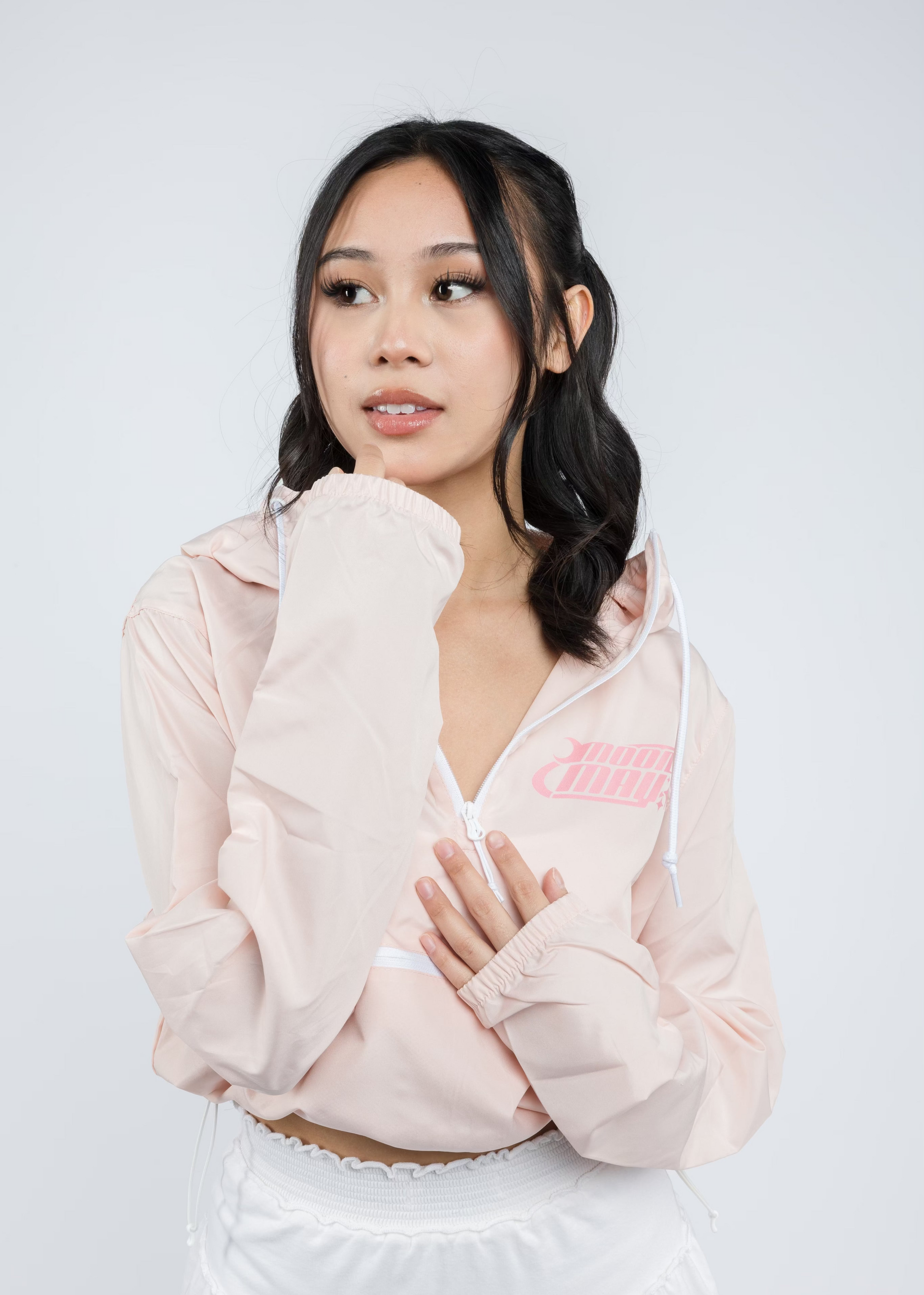 Pink Sakura Monnbreaker Cropped Hoodie – moonmay